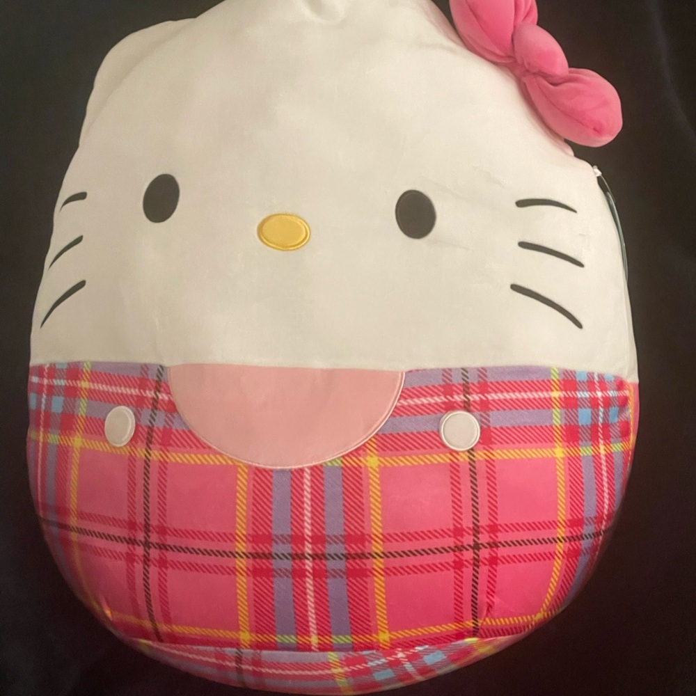 Hello Kitty Plush Pillow with Pink Plaid